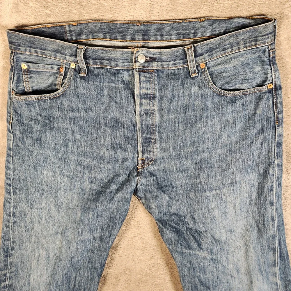 Levi's 501‎ Original Fit Jeans Mens 42x30 Good Button Fly Straight Leg FRAYED